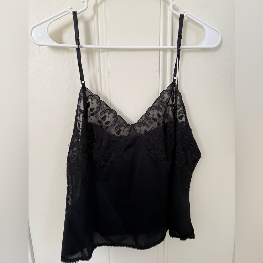 Black Lace Trim Slip Dress